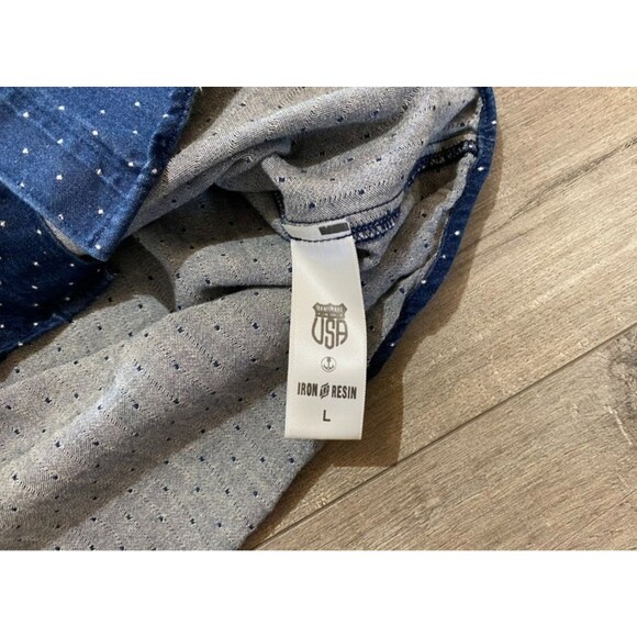 IRON AND RESIN Huckberry Mens M Dark Blue Short Sleeve Pocket Button Up Shirt - Picture 6 of 7